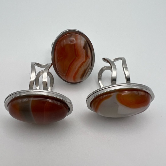 Elegant Yellow Aventurine Oval Statement Rings - Natural Stone Adjustable Rings - Picture 7 of 11